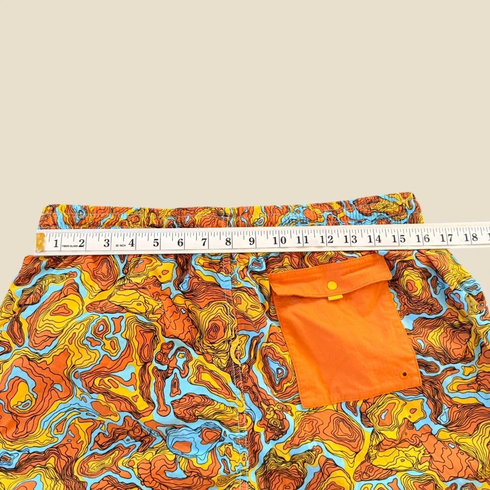 Cotopaxi Swim Trunks Mens L Orange Topo Map Print Summer Mesh Liner Shorts Beach